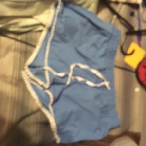 Blue cotton shorts with white trimming